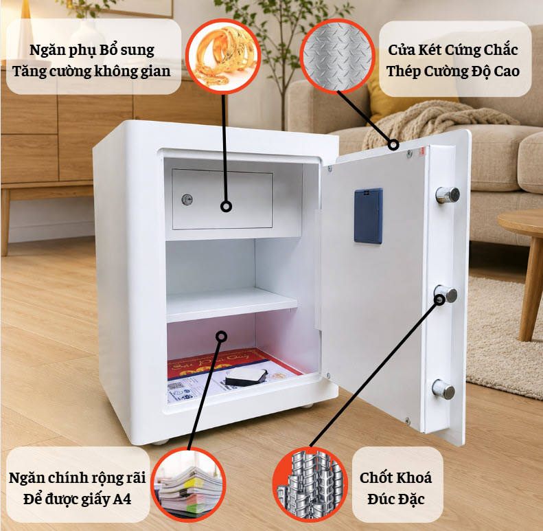 KÉT VIỆT TIỆP B56E_KHOÁ ĐIỆN TỬ CẢM ỨNG_55Kg_BO GÓC KHÔNG BẢN LỀ