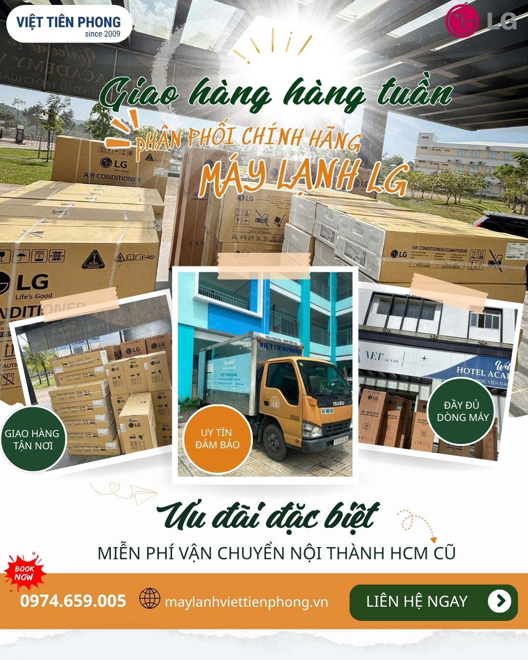 Việt Tiên Phong – Phân phối máy lạnh LG chính hãng, giao hàng hàng tuần tại TP.HCM