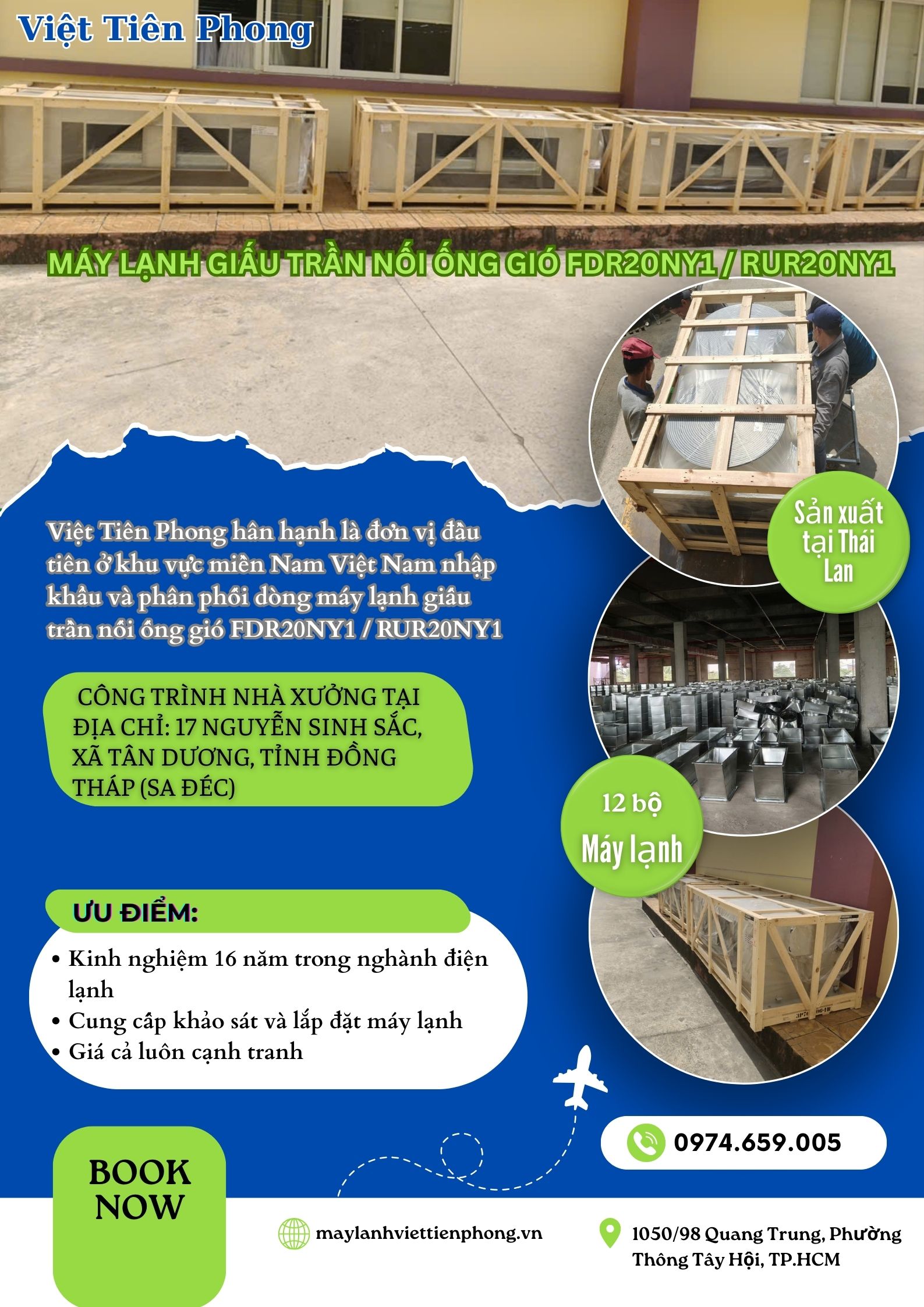 Việt Tiên Phong Phân Phối Lô Máy Lạnh Giấu Trần FDR20NY1 / RUR20NY1 Đầu Tiên Tại Miền Nam Việt Nam