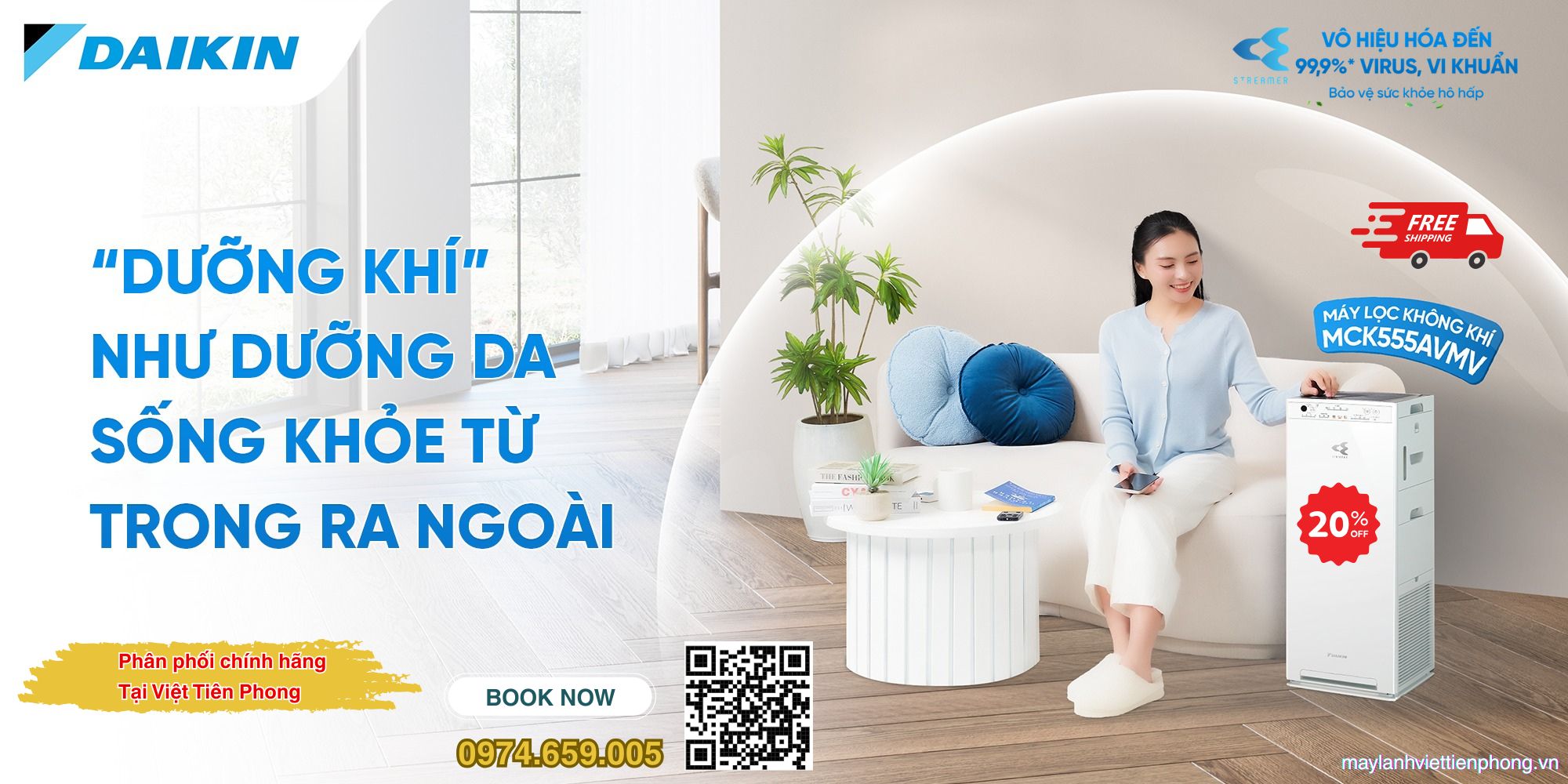 Máy lọc không khí Daikin MCK55SAVM – “Dưỡng khí” như dưỡng da, sống khỏe từ trong ra ngoài