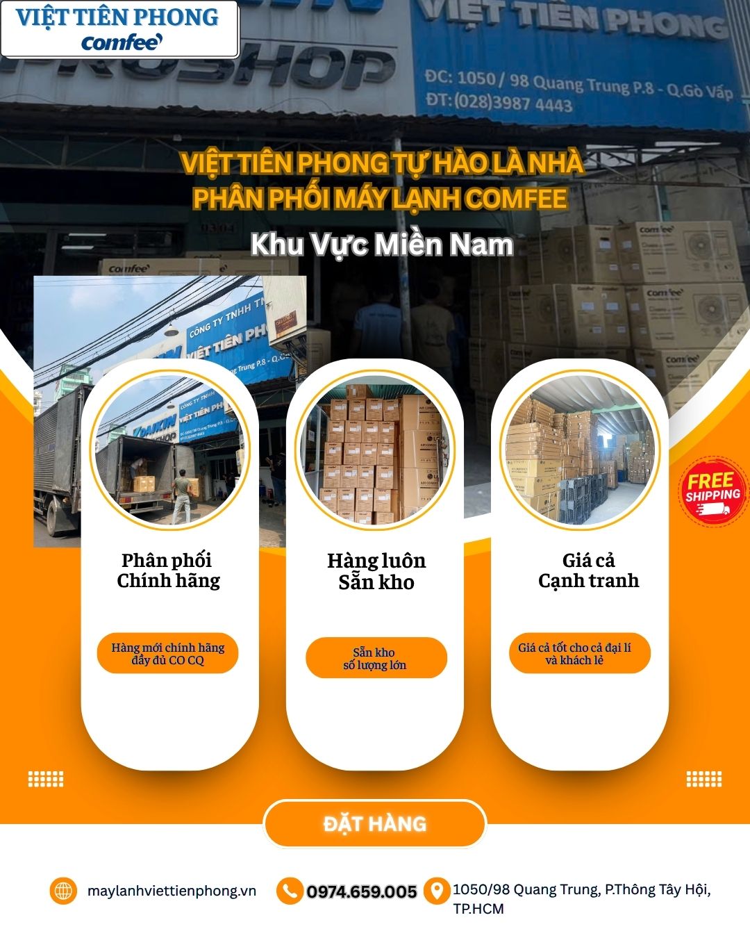 VIỆT TIÊN PHONG – NHÀ PHÂN PHỐI MÁY LẠNH COMFEE KHU VỰC MIỀN NAM