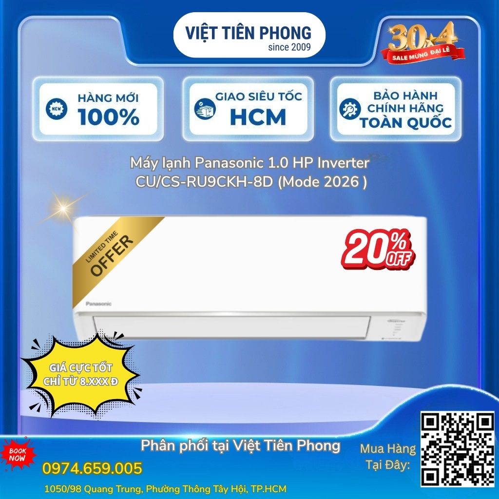 Sale Lớn Mừng Đại Lễ 30/4 – Máy Lạnh Panasonic Inverter 1HP Giảm 20%