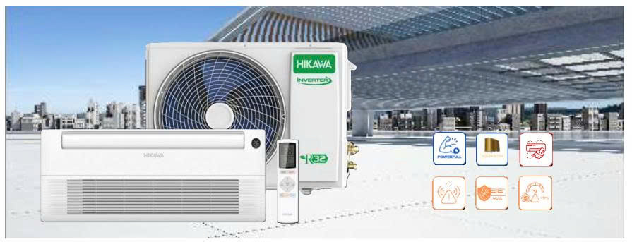 Máy lạnh Hikawa âm trần cassette 1 hướng thổi Inverter – R32, xuất xứ Malaysia