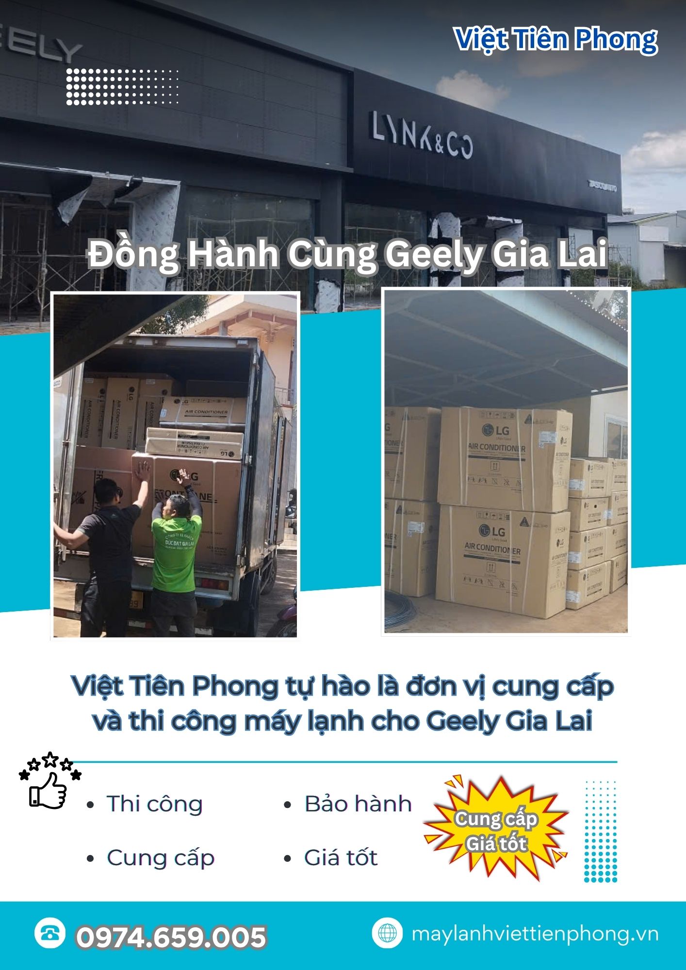 VIỆT TIÊN PHONG ĐỒNG HÀNH CÙNG DỰ ÁN GEELY GIA LAI – CUNG CẤP HỆ THỐNG MÁY LẠNH ÂM TRẦN TẠI 609 LÊ DUẨN, TP.PLEIKU
