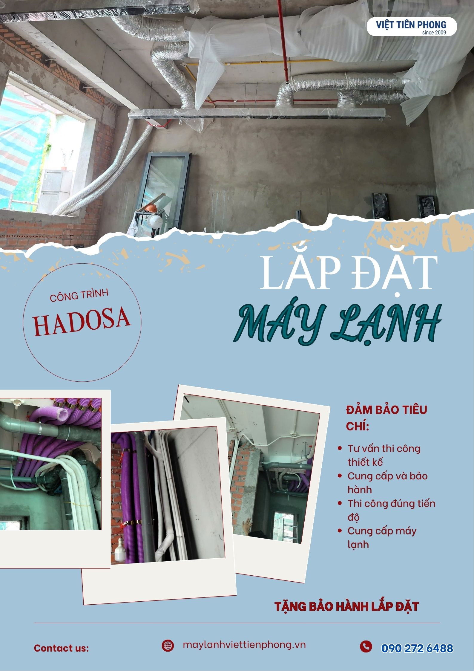 Thi Công Lắp Đặt Hệ Thống Máy Lạnh Công Trình HADOSA – Đúng Tiến Độ, Đúng Kỹ Thuật
