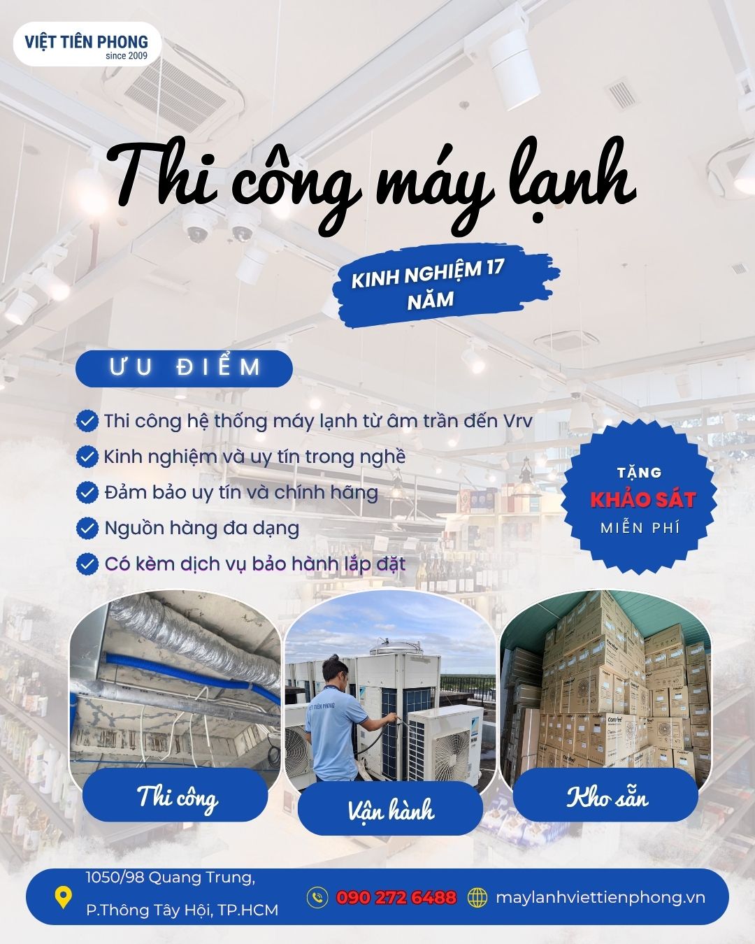 Thi Công Máy Lạnh Chuyên Nghiệp Tại TP.HCM – Kinh Nghiệm 17 Năm