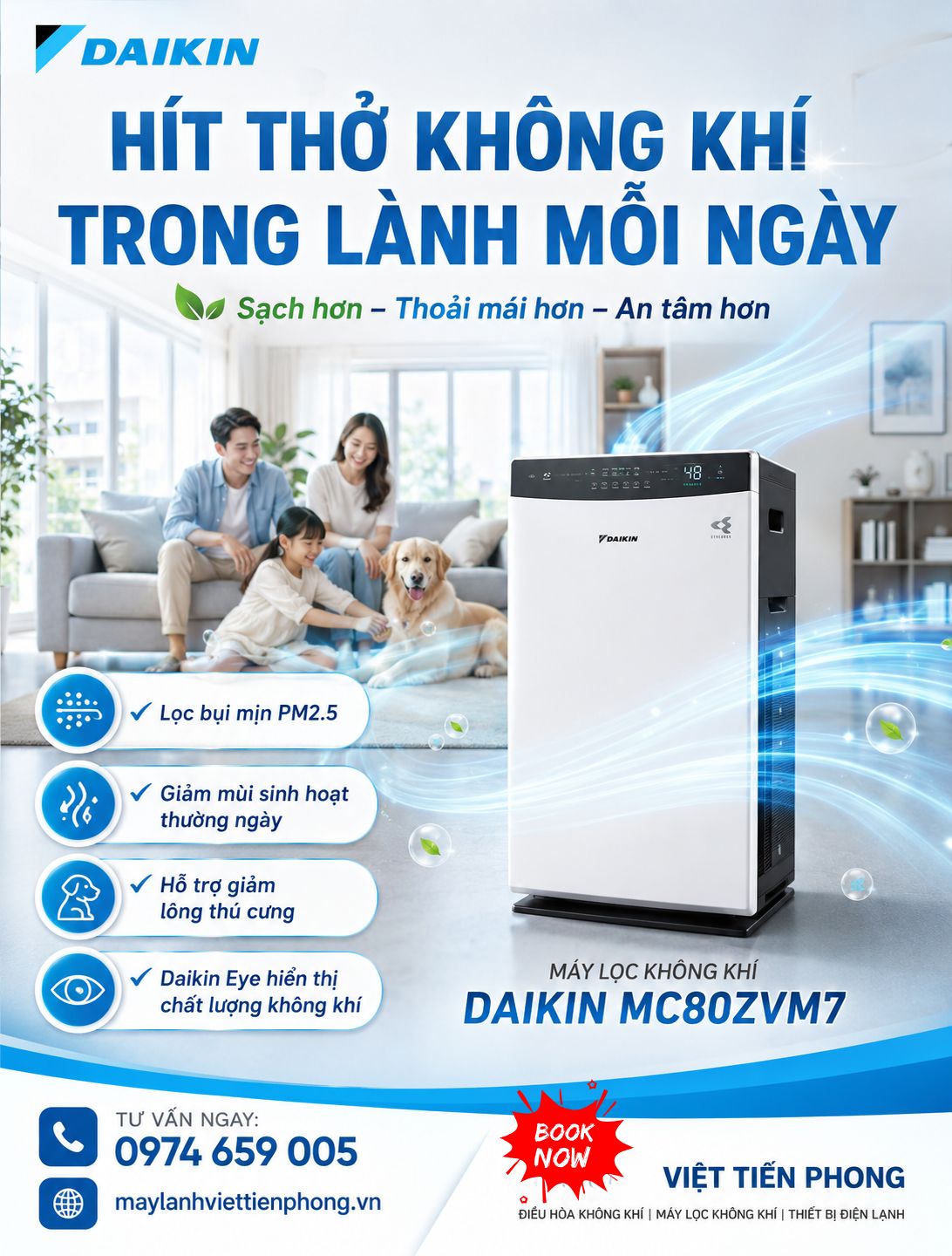 Máy Lọc Không Khí Daikin MC80ZVM7 – Giải Pháp Không Khí Sạch Cho Gia Đình Hiện Đại