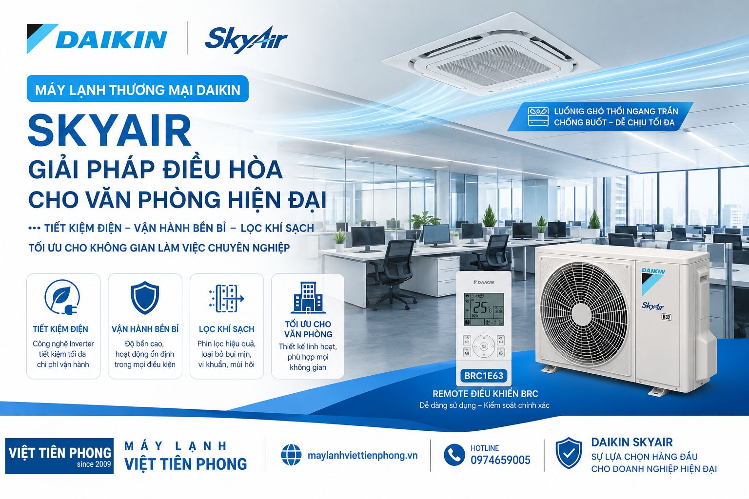 Bí Quyết Vận Hành Máy Lạnh Thương Mại Daikin SkyAir Inverter Tiết Kiệm Điện Cho Văn Phòng