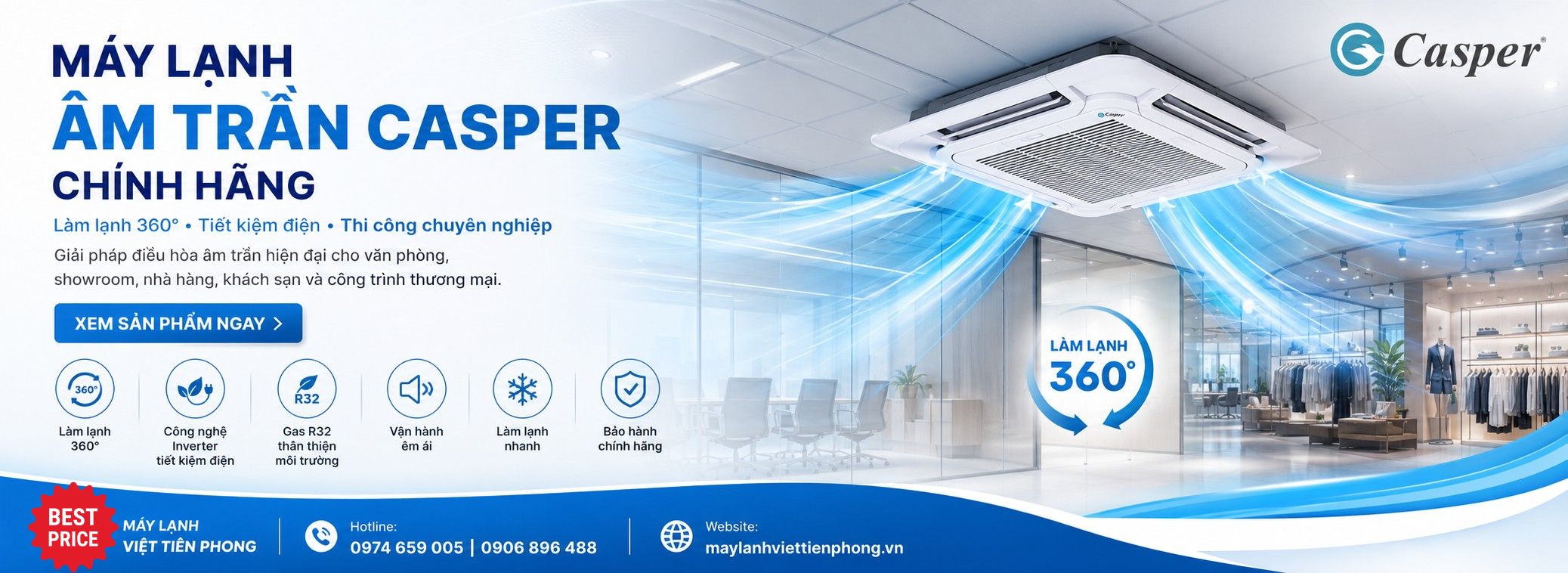 Máy lạnh âm trần Casper Inverter & Non-Inverter chính hãng | Giá tốt tại Máy Lạnh Việt Tiên Phong