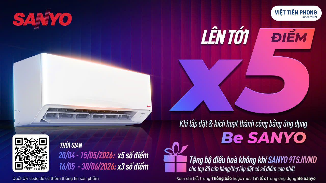 Chương Trình Be SANYO: Lên Tới X5 Điểm – Nhận Ngay Điều Hòa SANYO Chính Hãng 2026