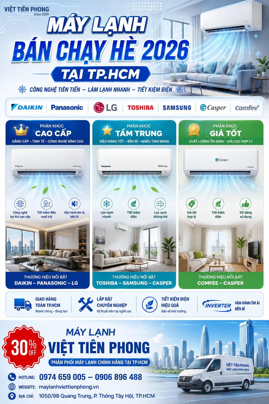 Máy Lạnh Bán Chạy Nhất Hè 2026 Tại TP.HCM – Xu Hướng Chọn Mua Điều Hòa Tiết Kiệm Điện
