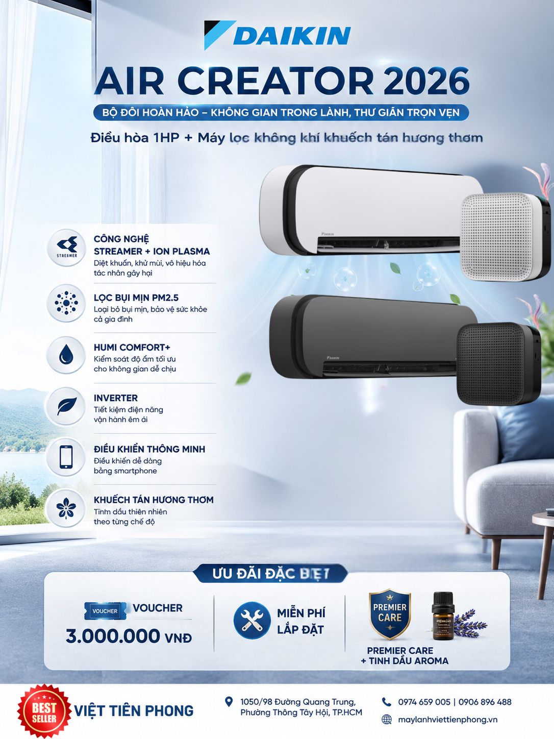 Daikin AIR CREATOR 2026 – Bộ đôi điều hòa và máy lọc không khí khuếch tán hương thơm