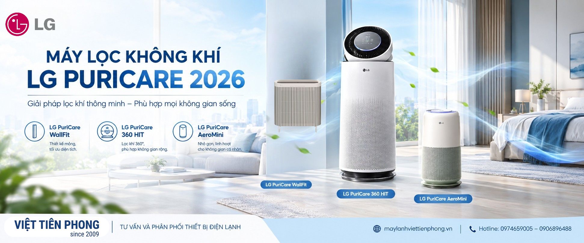 Máy lọc không khí LG PuriCare thế hệ mới 2026: Giải pháp lọc khí cho mọi không gian sống