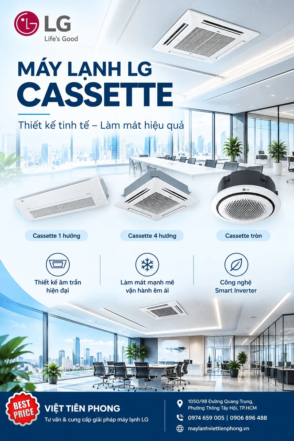 Máy lạnh LG Cassette – Thiết kế tinh tế, làm mát hiệu quả cho mọi không gian