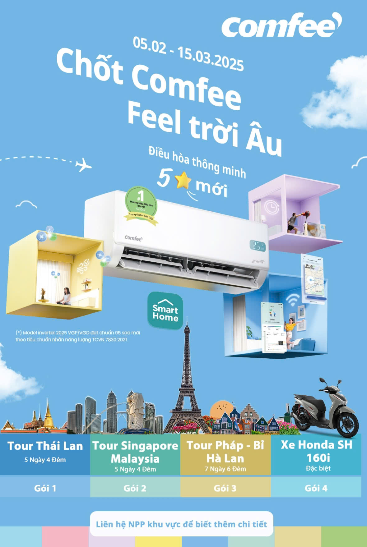 Thông báo gói hàng máy lạnh 2025: Chốt Comfee - Feel trời Âu