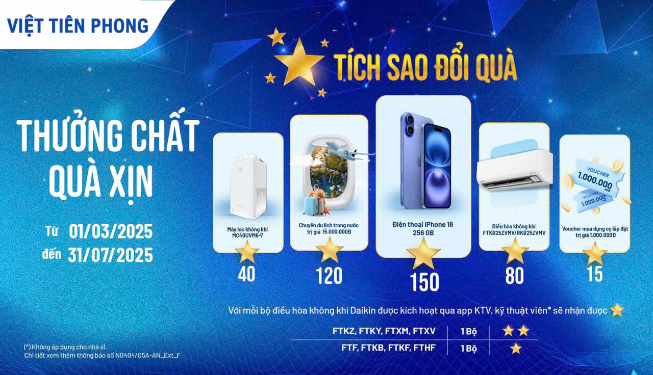 Tích Sao Đổi Quà Cùng Daikin – Nhận Ngay Phần Thưởng Hấp Dẫn!