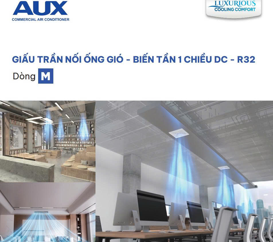 Máy Lạnh Giấu Trần Nối Ống Gió AUX Inverter R32 18K–60K BTU – Giải Pháp Điều Hòa Âm Trần Cao Cấp