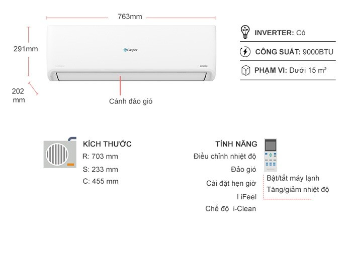 Máy Lạnh Casper Inverter 1 HP QC-09IS36 (Model 2024)