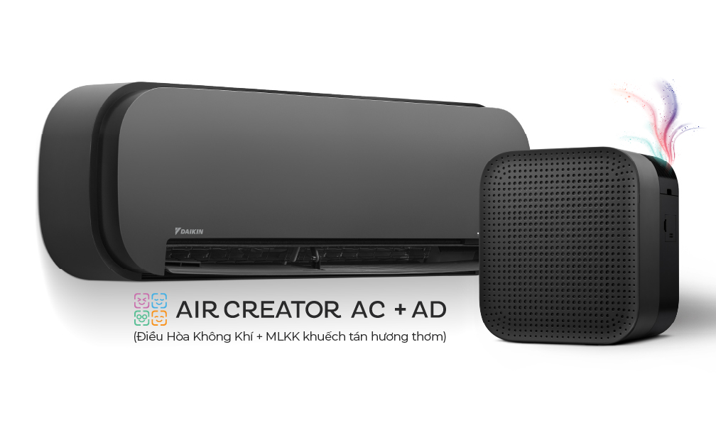 AIR CREATOR - Bộ đôi Máy Lạnh 1HP và Máy lọc không khí khuếch tán hương thơm (Màu Đen)