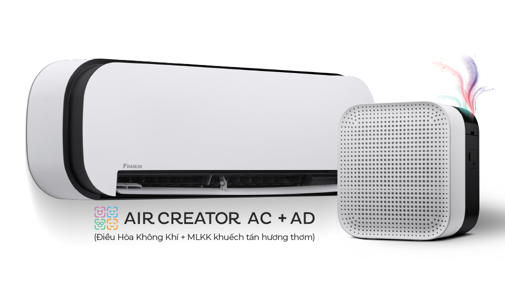 AIR CREATOR - Bộ đôi Điều Hòa 1.5HP và Máy lọc không khí khuếch tán hương thơm (Màu Trắng)