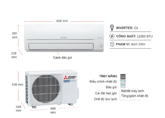 Mitsu Electric MSY/MUY-JW50VF - Inverter, 2.0HP (18.000BTU)