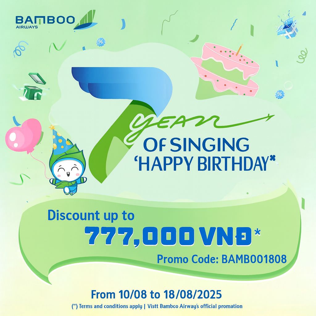 Bamboo Airways Birthday Sale – Save Up to 777,000 VND (~USD 30) on Airfares