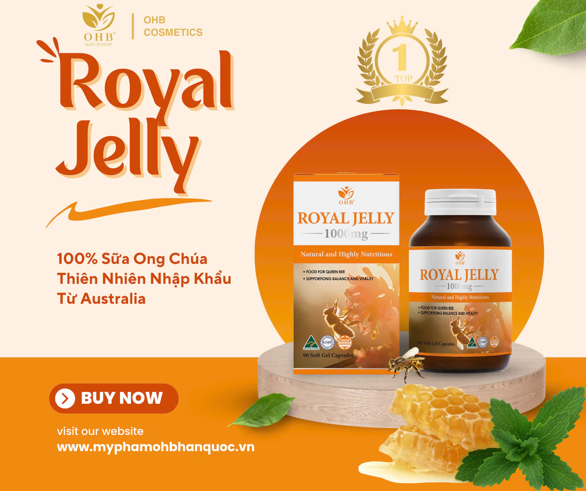 VIÊN UỐNG SỮA ONG CHÚA ROYAL JELLY – CHÌA KHÓA VÀNG CHO SỨC KHỎE SẮC ĐẸP TOÀN DIỆN