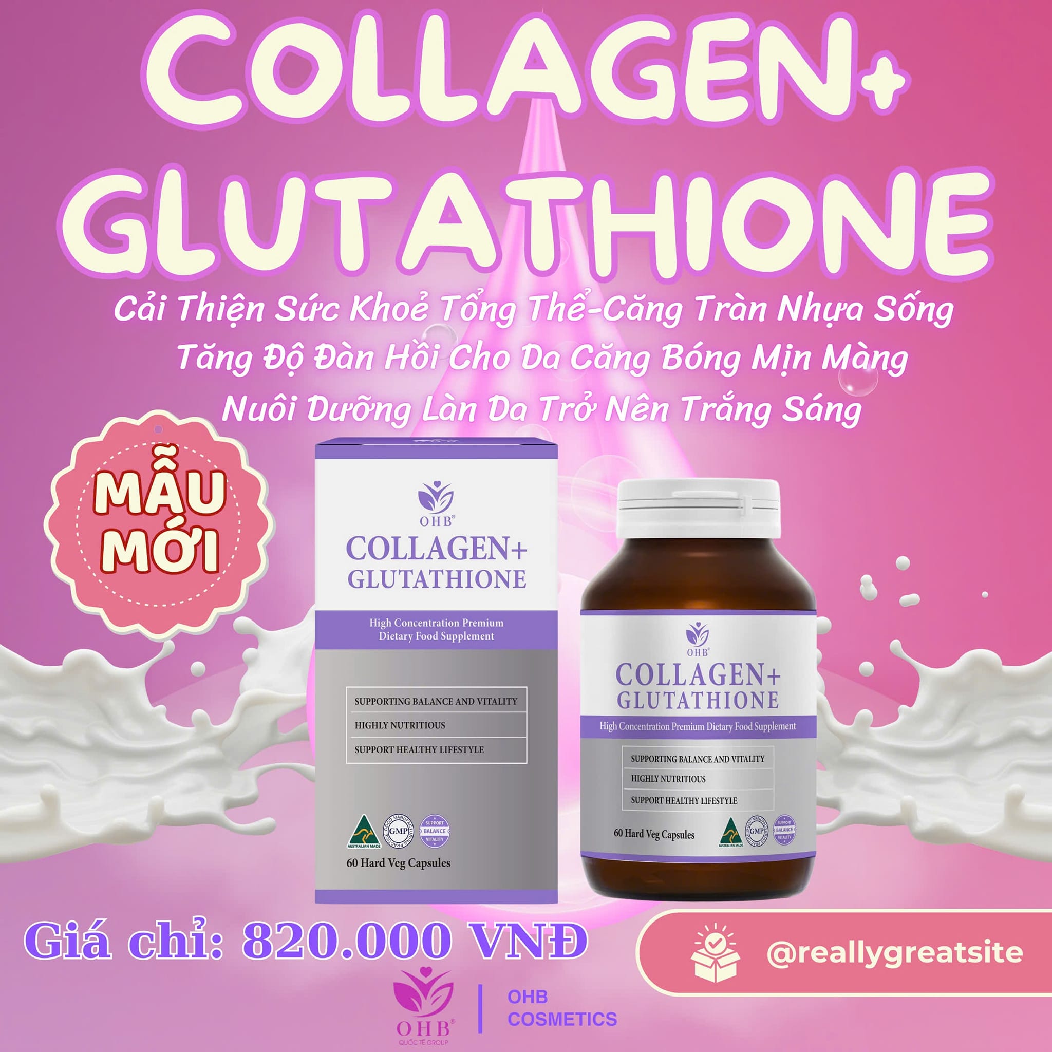 Tạm Biệt Làn Da Thiếu Sức Sống Cùng Viên Uống Collagen Glutathion phiên bản nhỏ gọn 60 viên