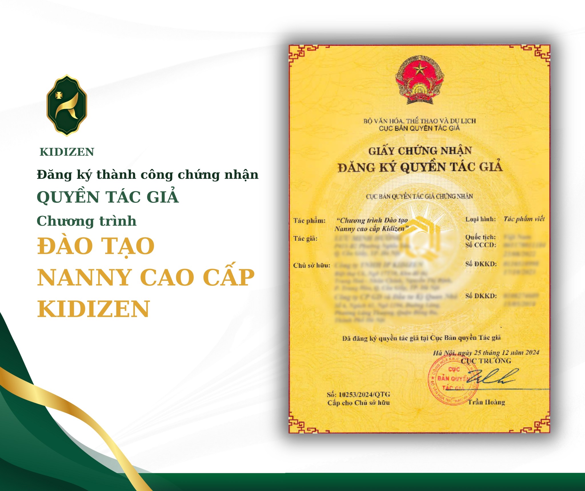 IP Kidizen Chính Thức Đạt Chứng Nhận Quyền Tác Giả Cho