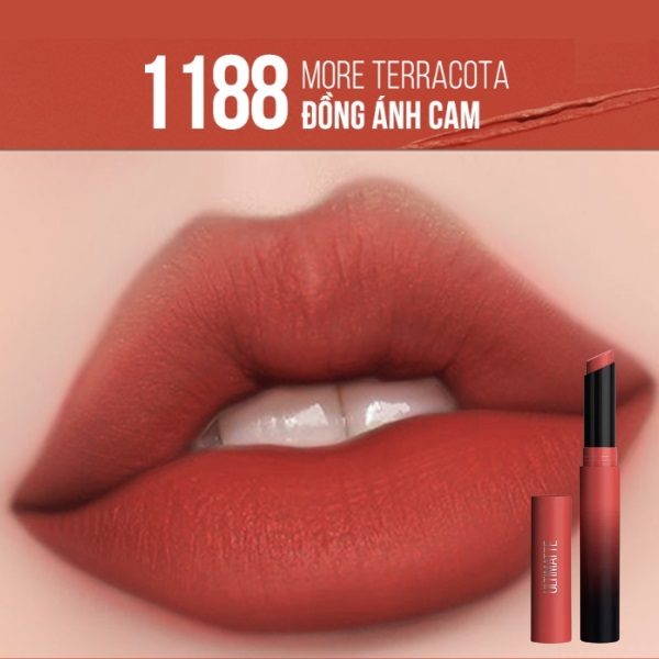 Son Lì Maybelline Mịn Môi Siêu Nhẹ 1299 Đỏ Cam Đất 1.7g