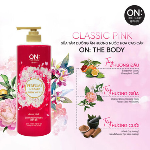 Sữa Tắm On: The Body Dưỡng Ẩm Hương Tinh Tế 1000g Perfume Shower Body Wash #Classic Pink