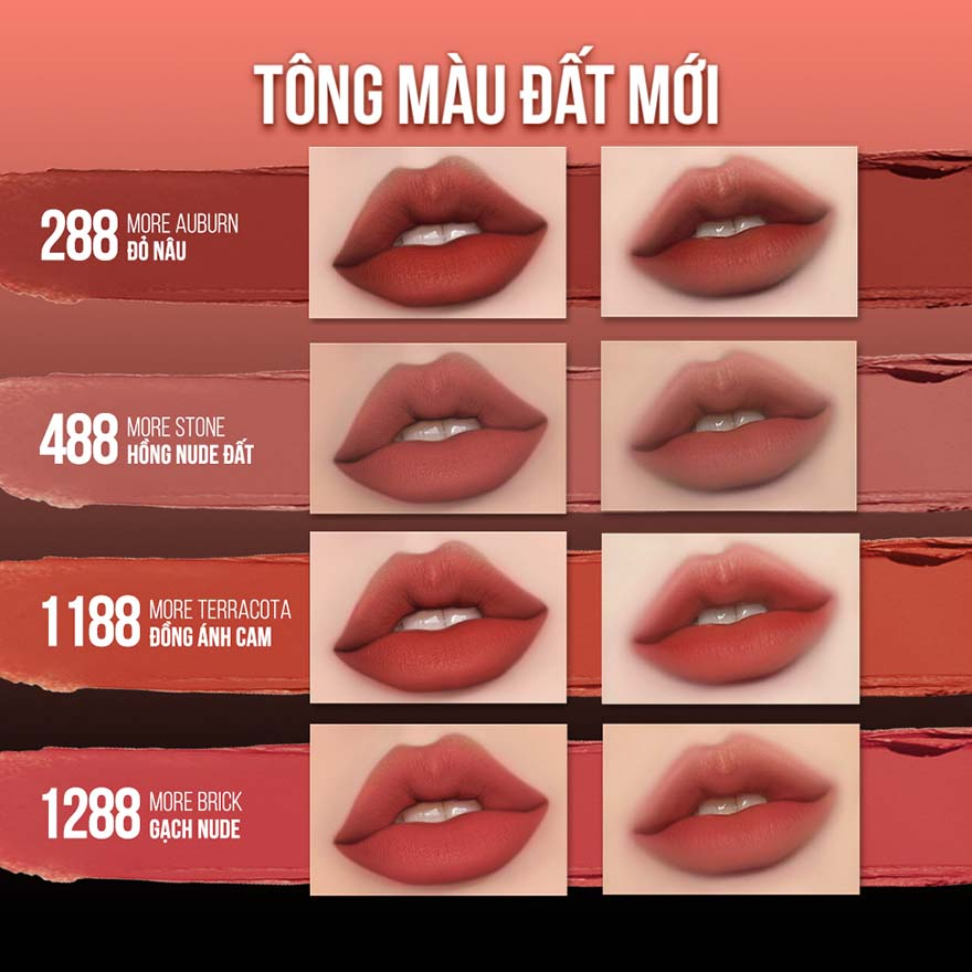 Son Lì Maybelline Mịn Môi Siêu Nhẹ 1299 Đỏ Cam Đất 1.7g