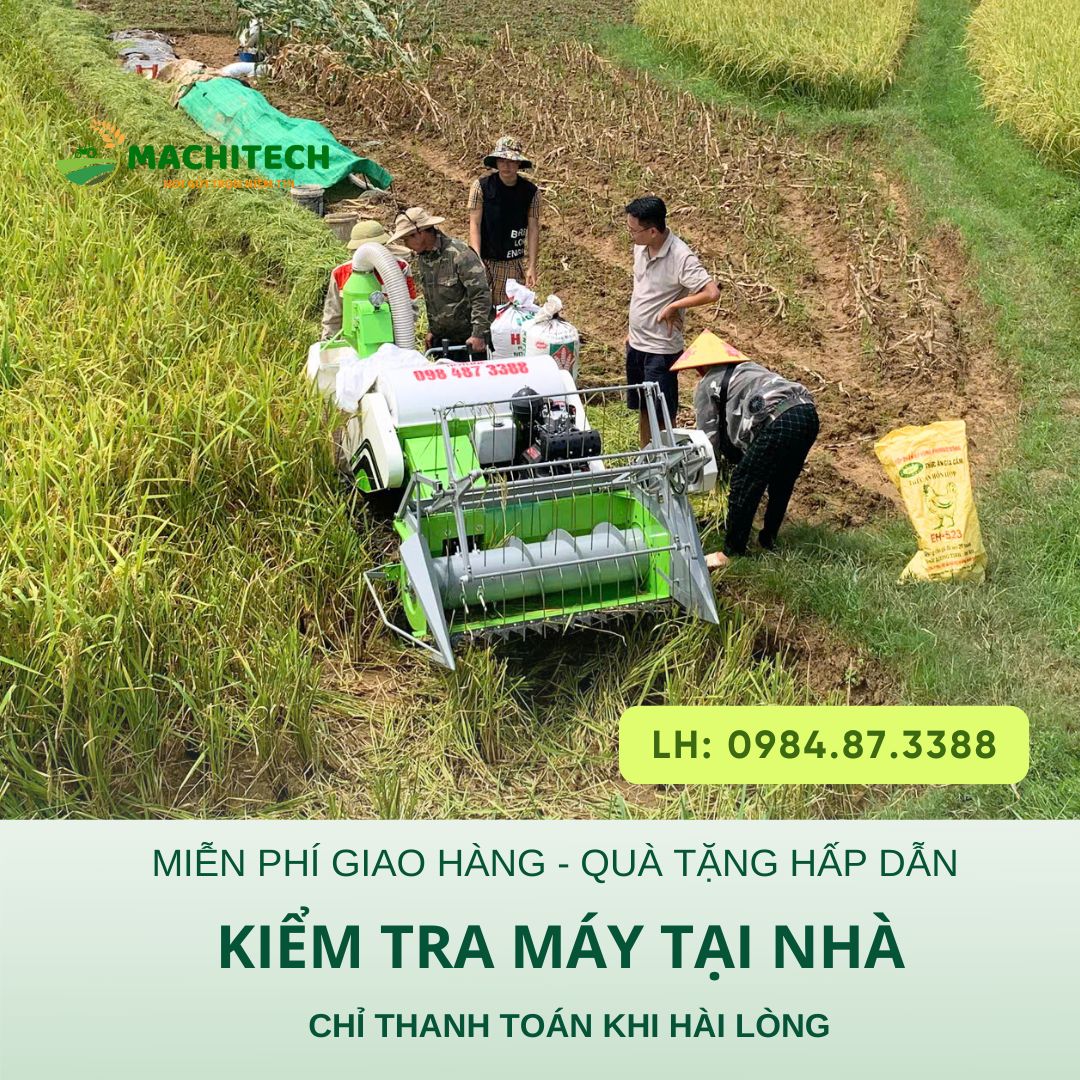 Machitech hỗ trợ xem máy gặt lúa mini tại nhà - Yên tâm mua sắm, hài lòng mới thanh toán
