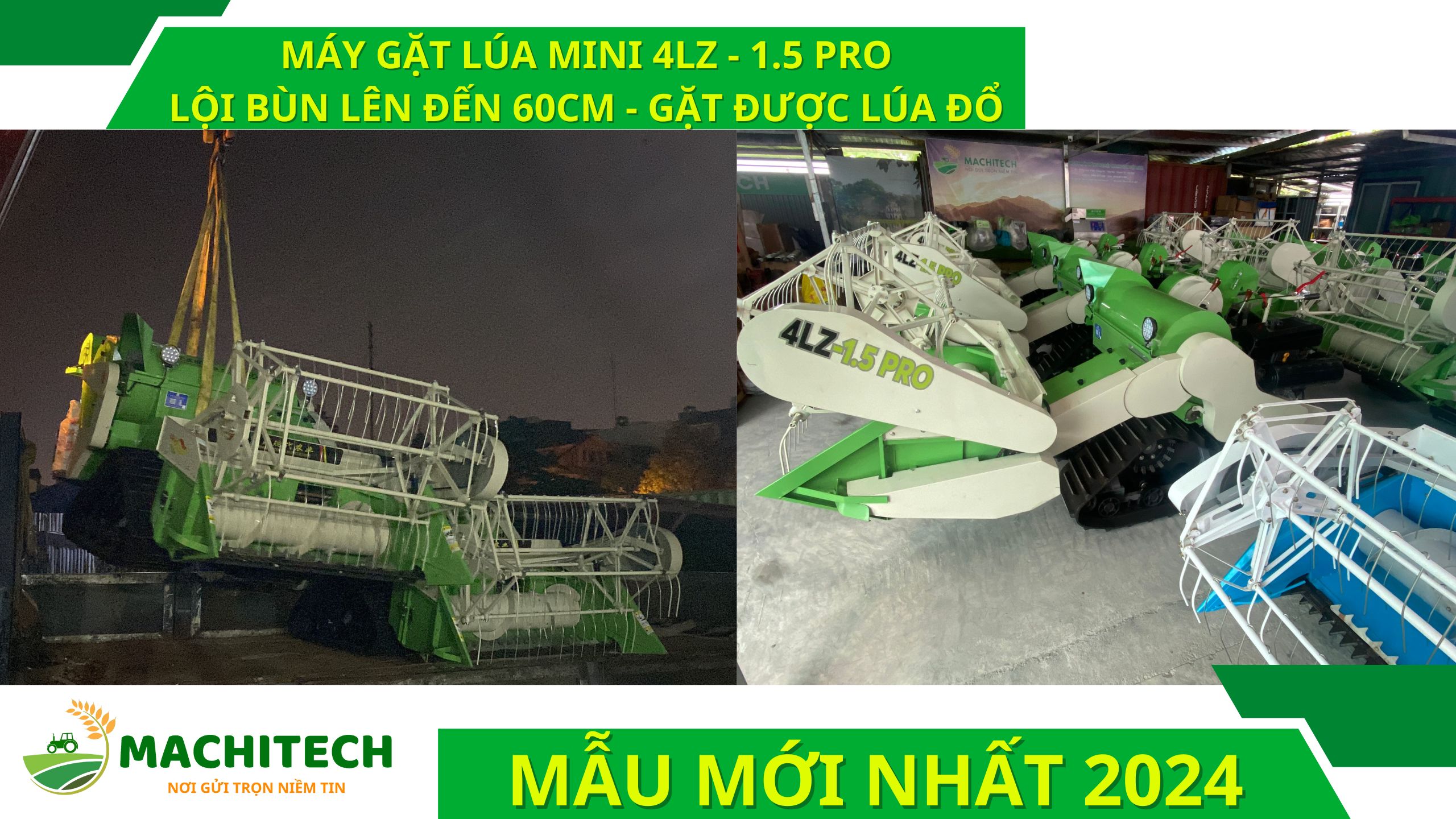 Cập bến mẫu máy gặt lúa mini chuyên sình lầy