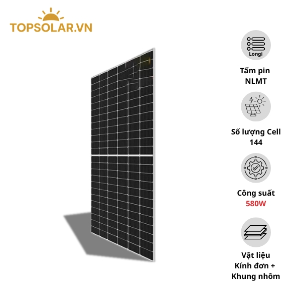 Tấm pin năng lượng mặt trời Longi 580W