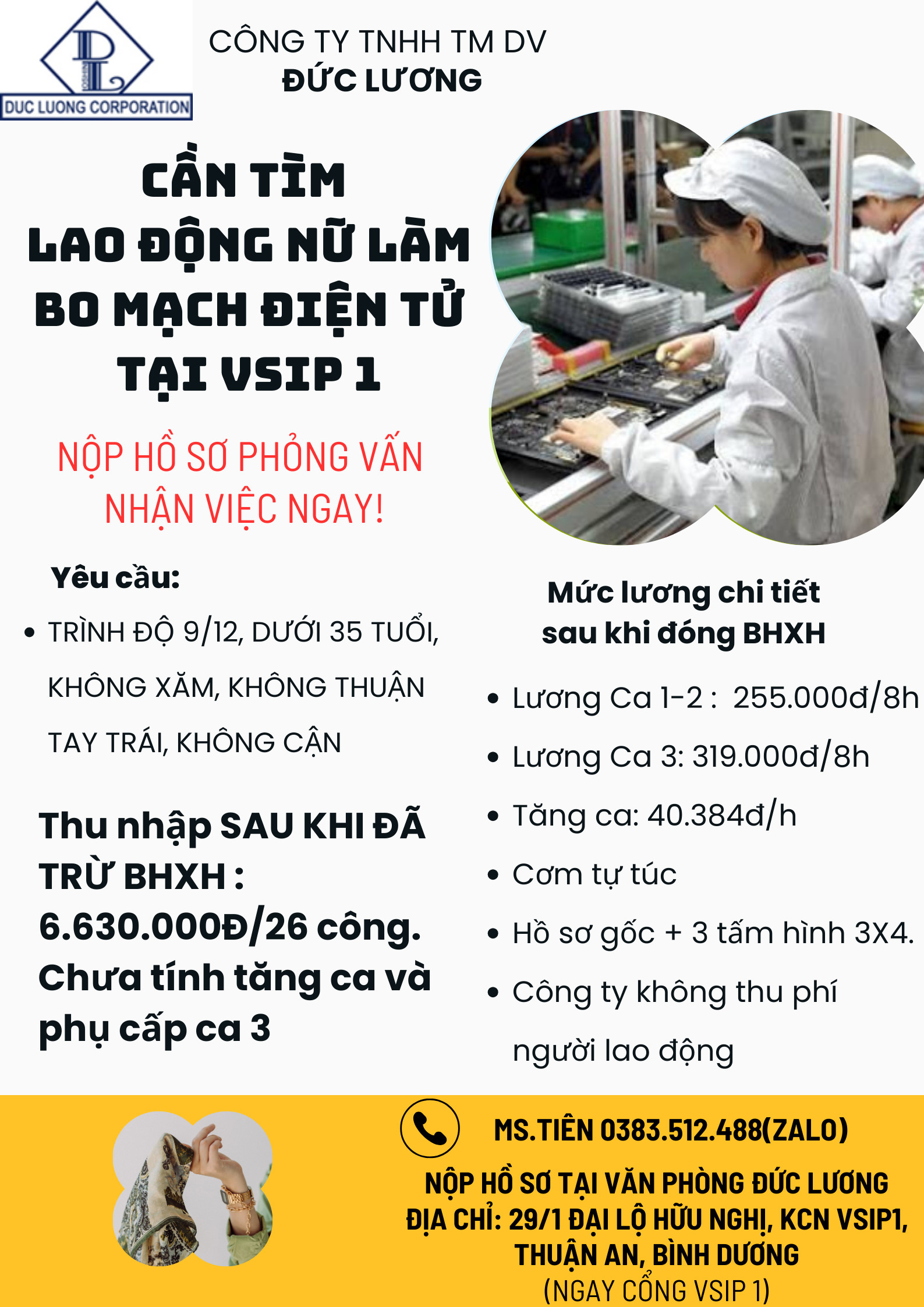 Việc làm ĐIỆN TỬ tại đường số 6 - VSIP 1