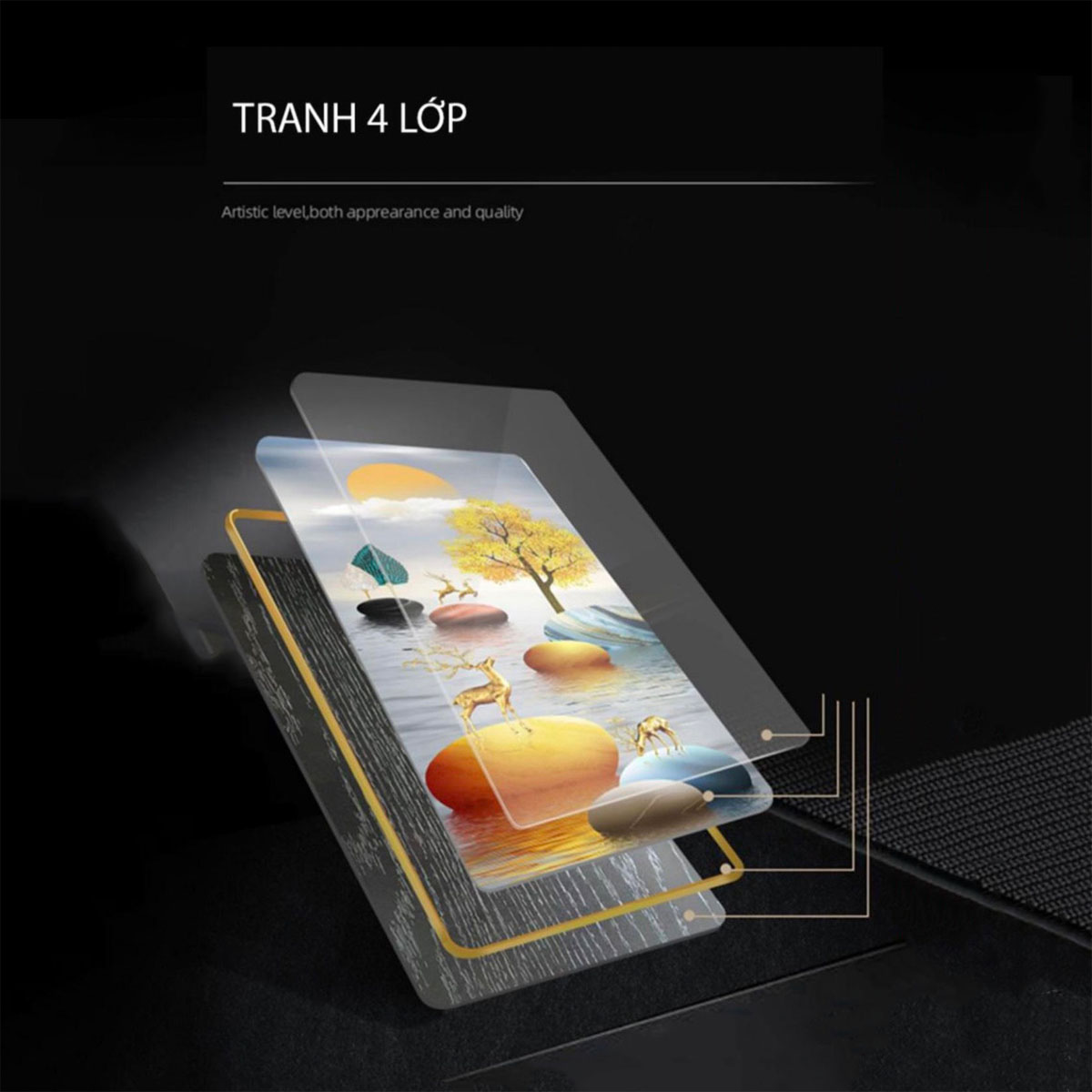 Tranh Hiện Đại Lông Vũ Tráng Gương Pha Lê