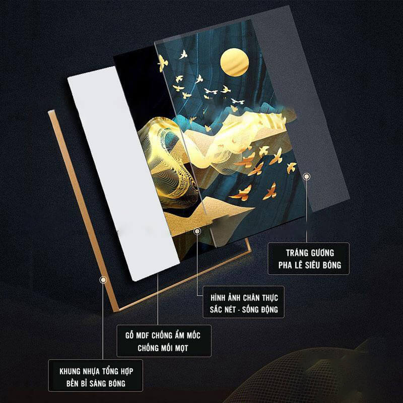 Tranh Treo Tường Tráng Gương Pha Lê Cao Cấp Cá