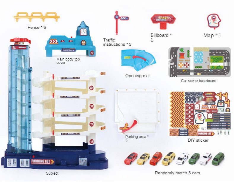 Đồ chơi mô hình đường ray kỳ thú - Garage ô tô tự động 5 tầng_3302A