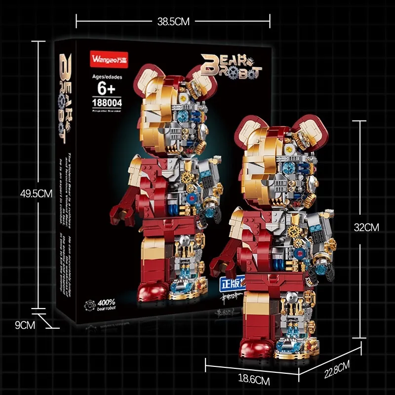 Đồ chơi xếp hình Bearbrick gấu máy Ironman_188004