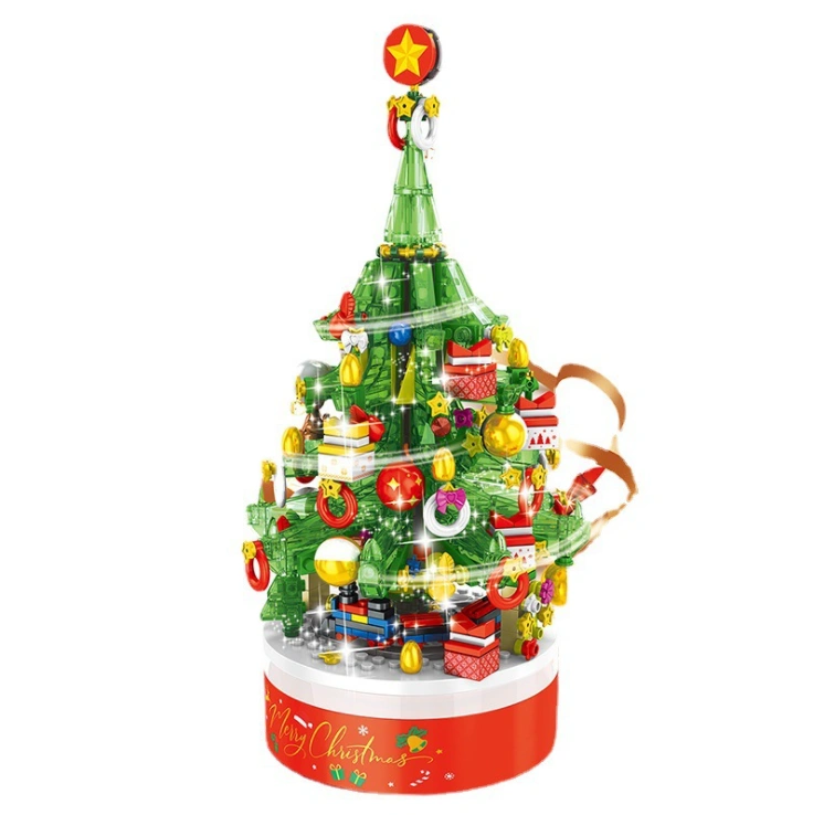 Đồ chơi xếp hình Hộp nhạc Đèn xoay Cây thông Noel_23001