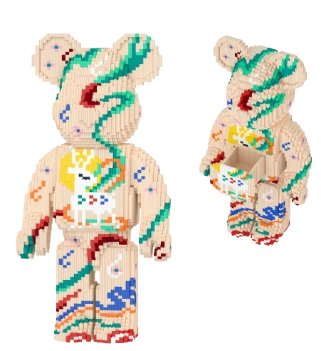 Đồ chơi xếp hình Bearbrick họa tiết chú hươu màu Cafe sữa_1704