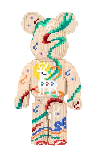 Đồ chơi xếp hình Bearbrick họa tiết chú hươu màu Cafe sữa_1704