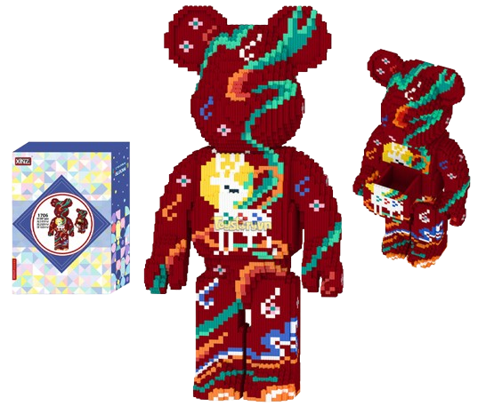 Đồ chơi xếp hình Bearbrick chú hươu màu nâu đất_1706