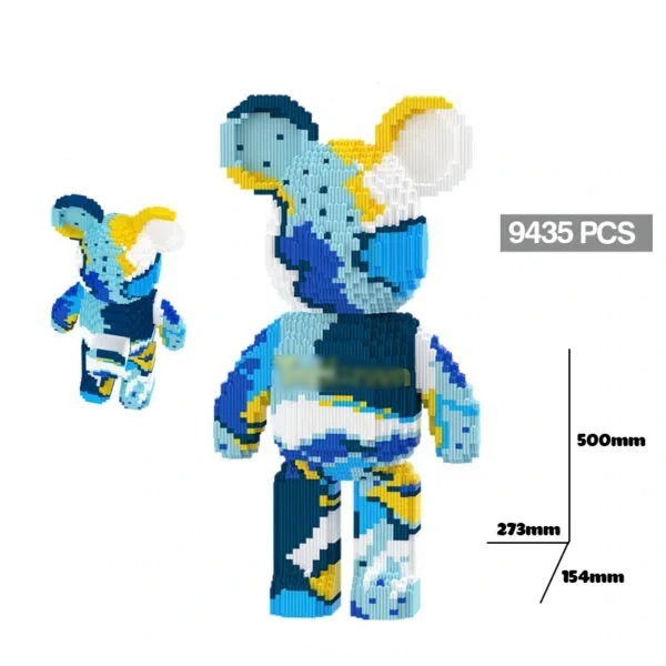 Đồ chơi xếp hình Bearbrick họa tiết các tinh thể màu xanh_1716