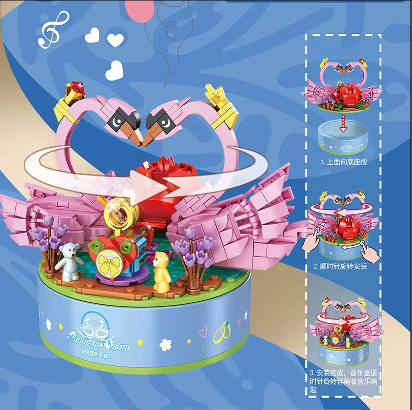 Đồ chơi xếp hình hộp nhạc xoay hình thiên nga_656013