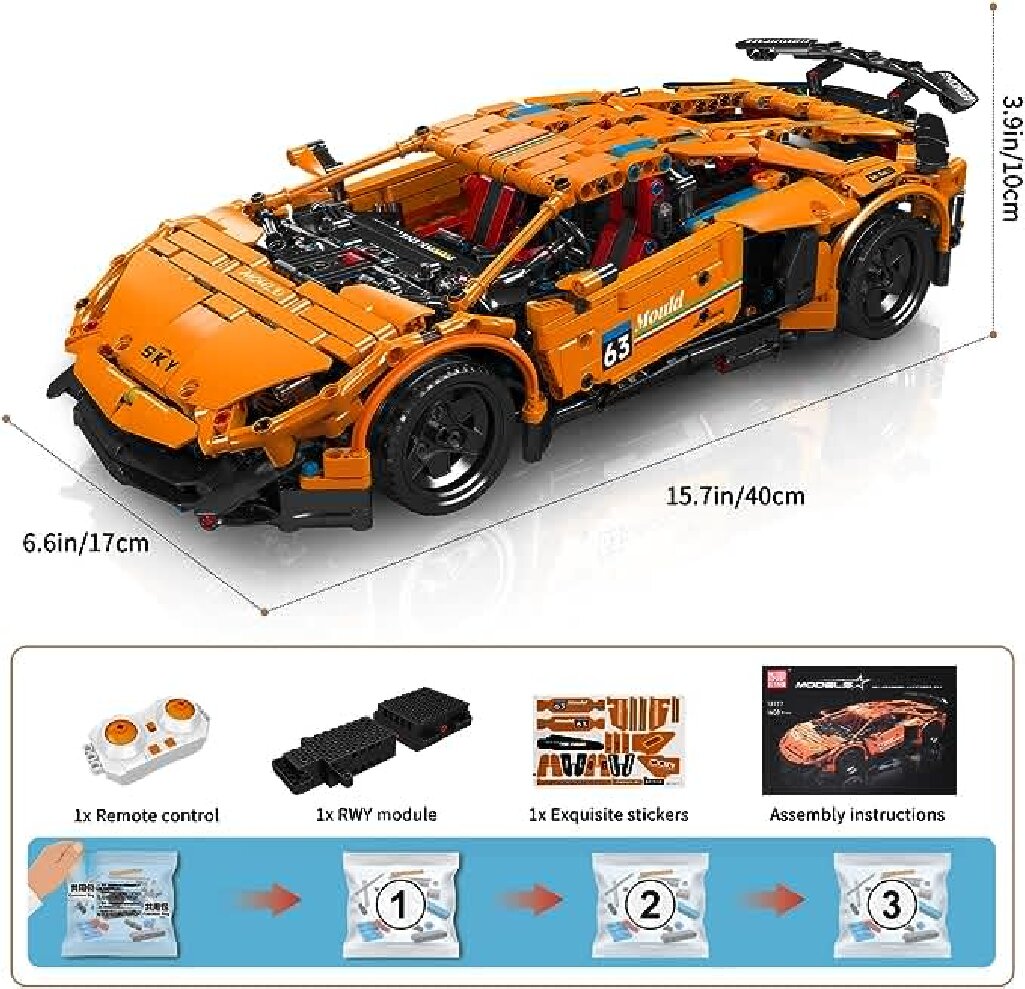 Đồ chơi xếp hình ô tô Lamborghini Aventador SVJ có điều khiển_13177