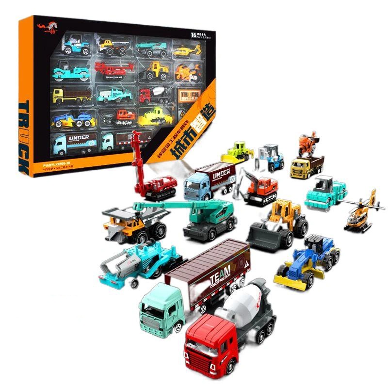 Mô hình set 16 ô tô công trường_KX599-38