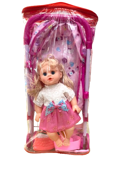 Mô hình búp bê váy hồng nơ chấm bi