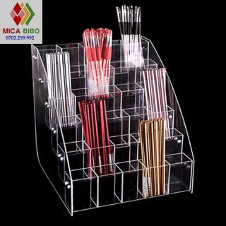 Kệ mica trưng bày bút viết, văn phòng phẩm, nhiều kích thước, thiết kế theo yêu cầu